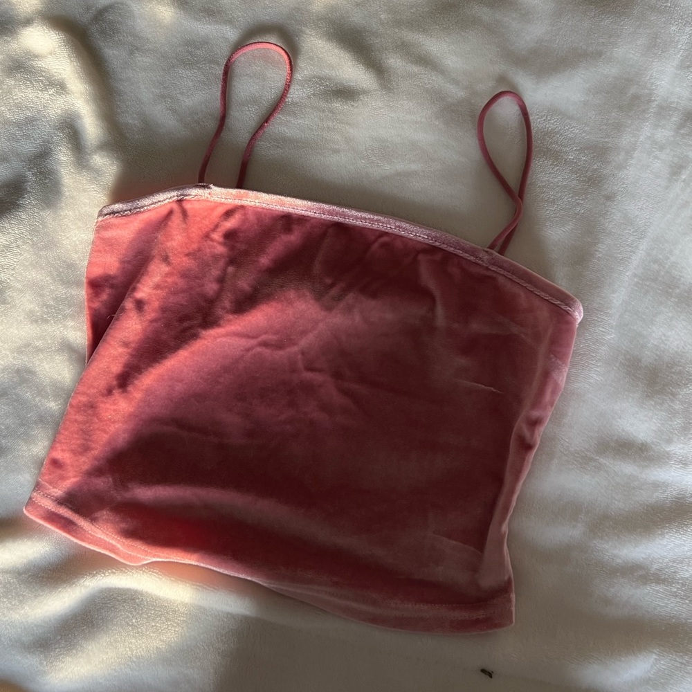 Pink velvet crop top, Size XS/S